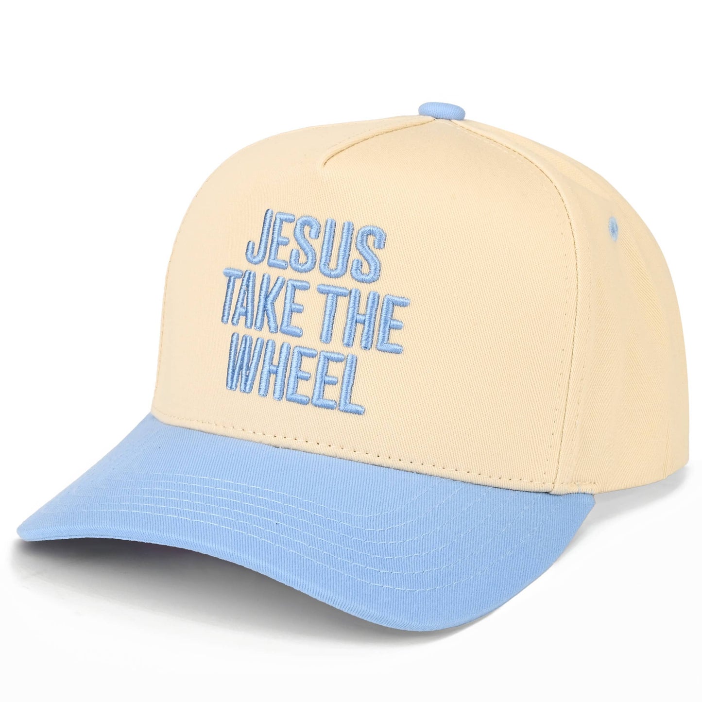 C.C JESUS TAKE THE WHEEL Letter on Two Tone Trucker Hat