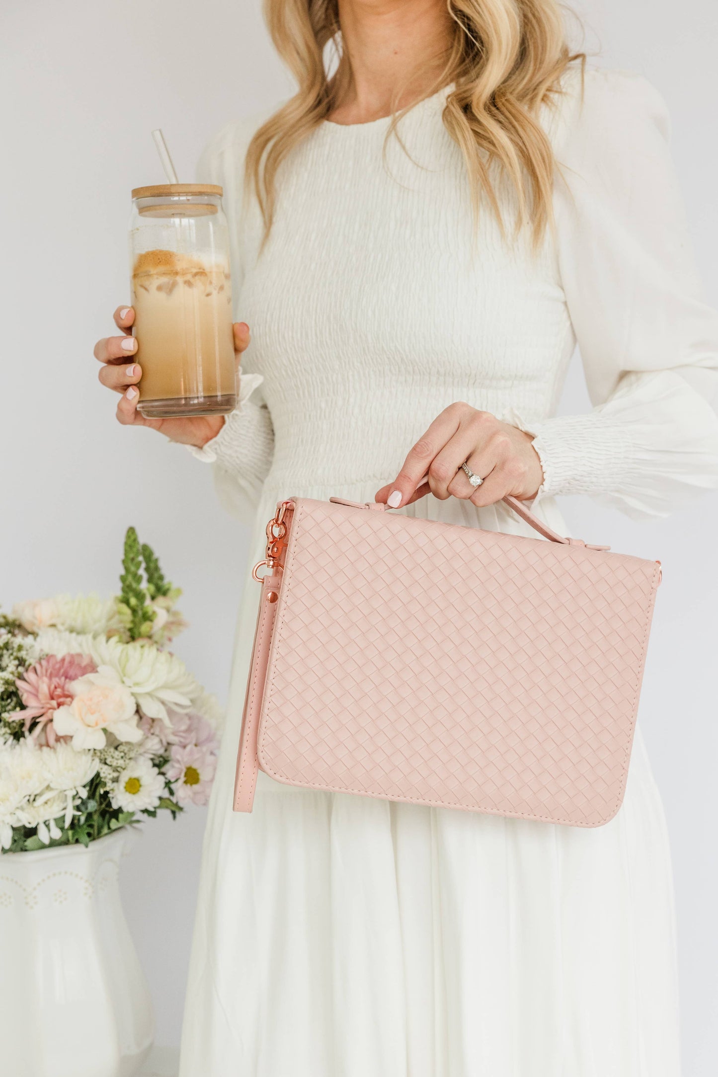 Bible Cover, Weave Bible Case, Crossbody BLUSH