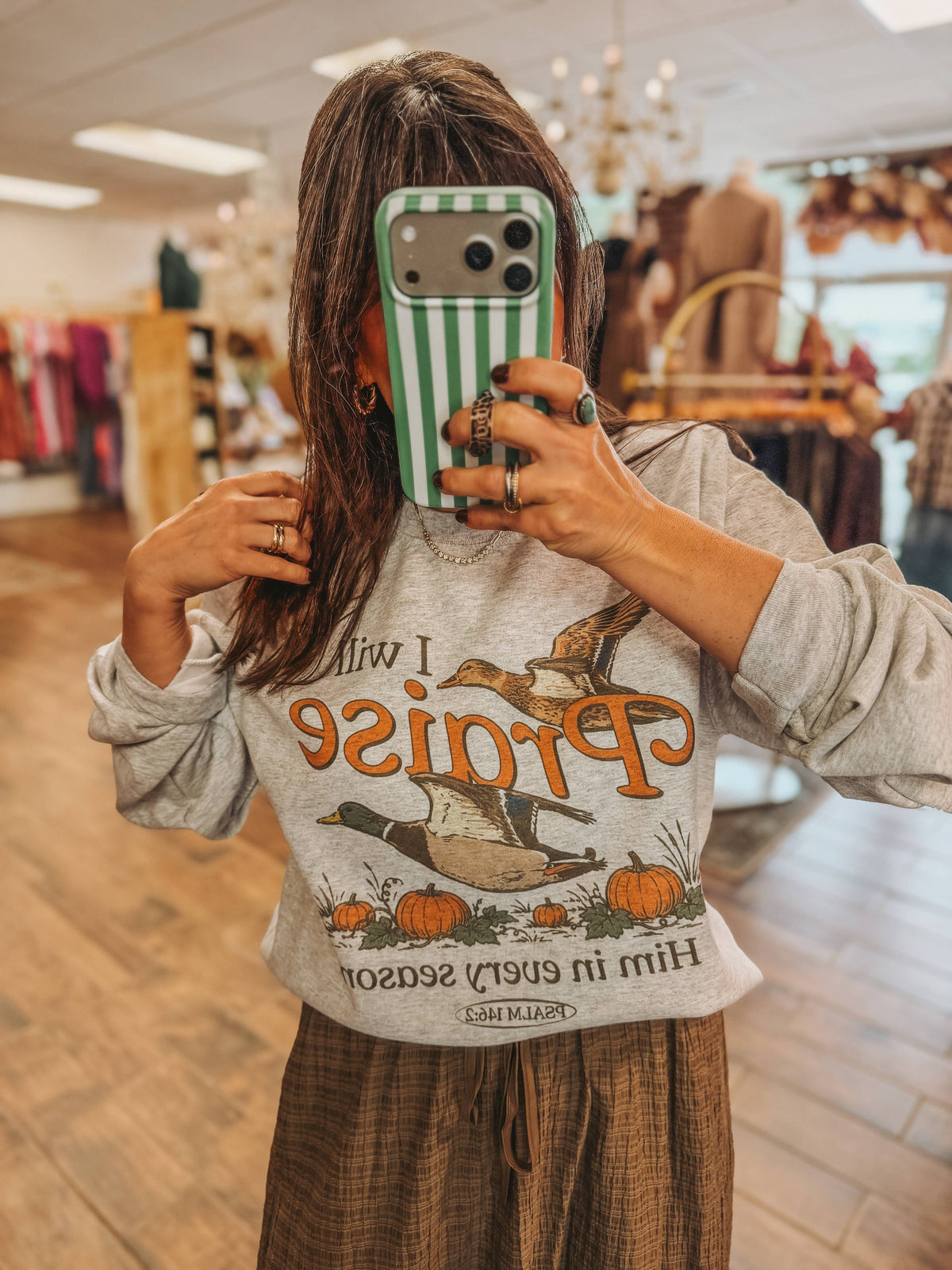 I will Praise Him Mallard Pumpkin Fall Sweatshirt Faith