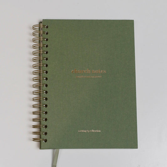 Church Notes Journal - Sage Green Spiral, Size Large (7 x 10")