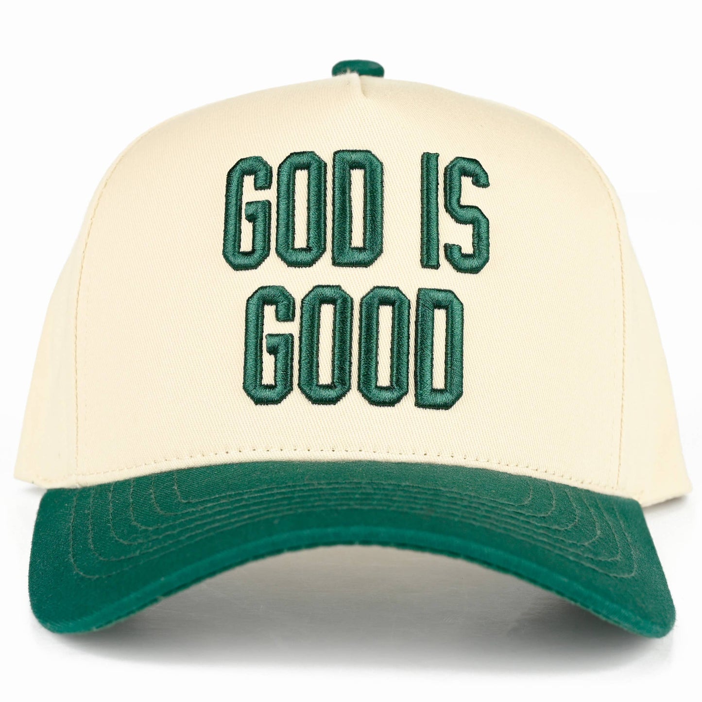 C.C GOD IS GOOD Embroidered Letter Two Tone Trucker Hat