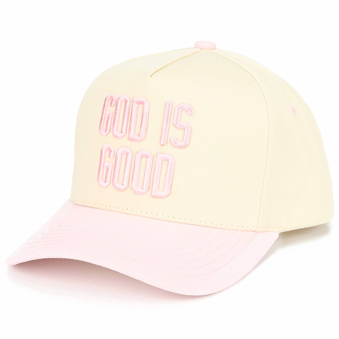 C.C GOD IS GOOD Embroidered Letter Two Tone Trucker Hat