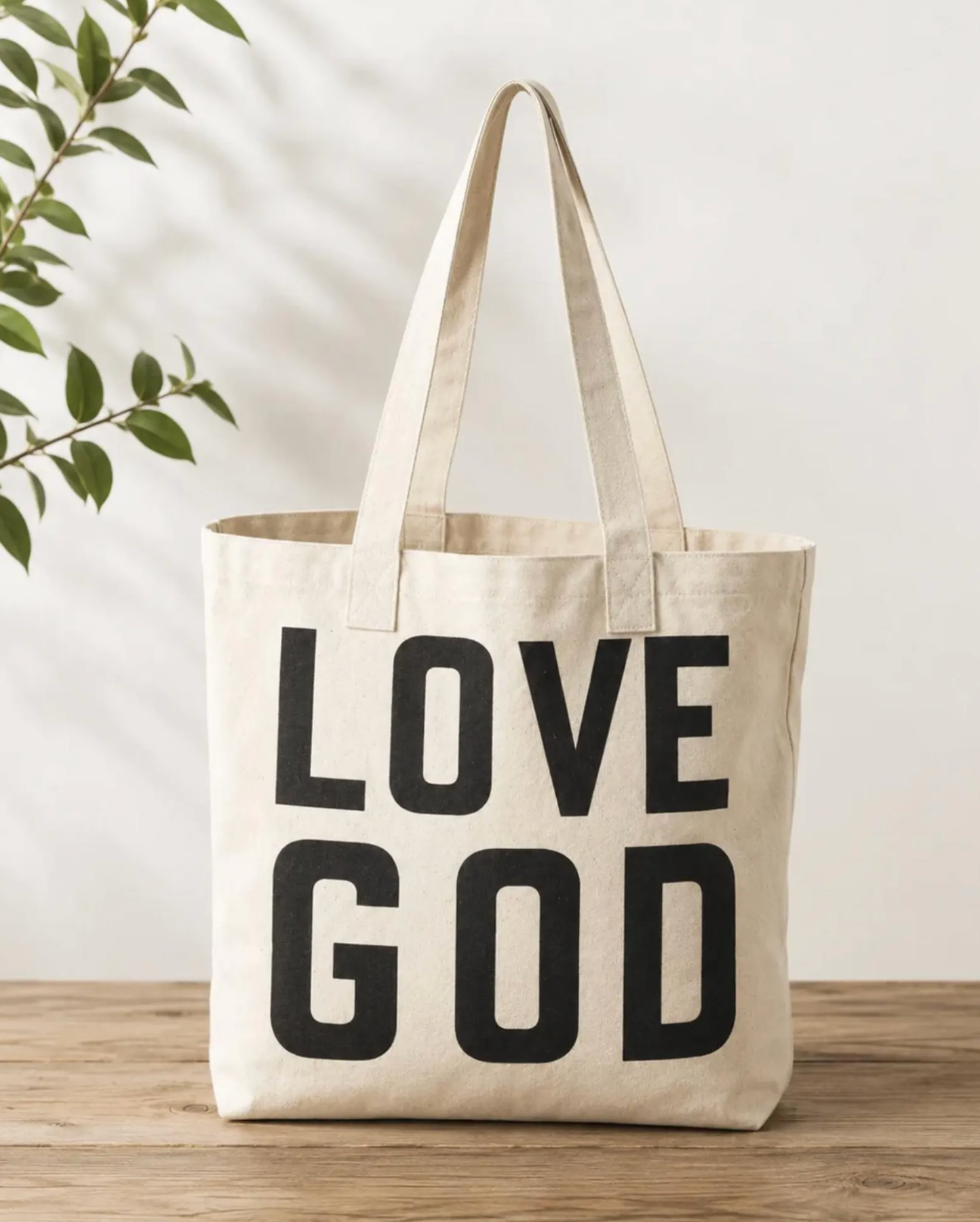 Oversize Canvas Tote Bag | Love God Love Others