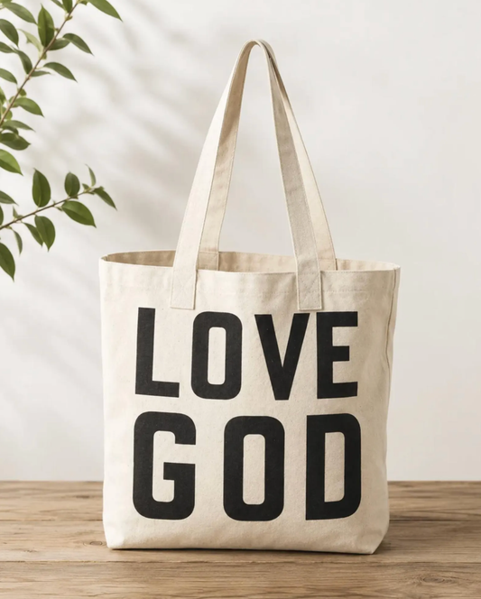 Oversize Canvas Tote Bag | Love God Love Others