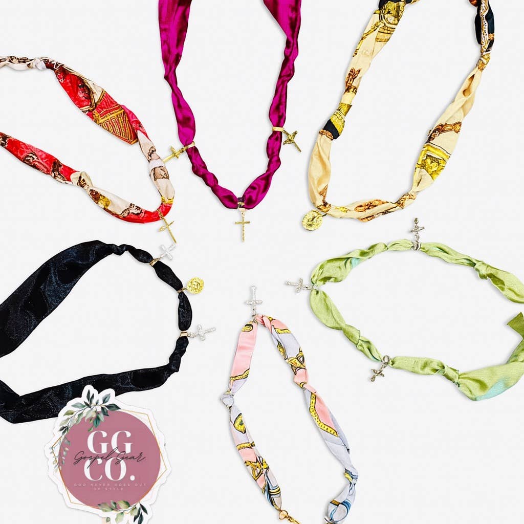 Trendy Scarf Cross Charm Necklaces