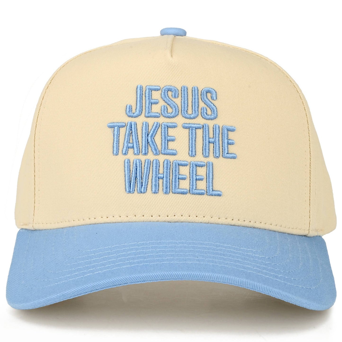 C.C JESUS TAKE THE WHEEL Letter on Two Tone Trucker Hat