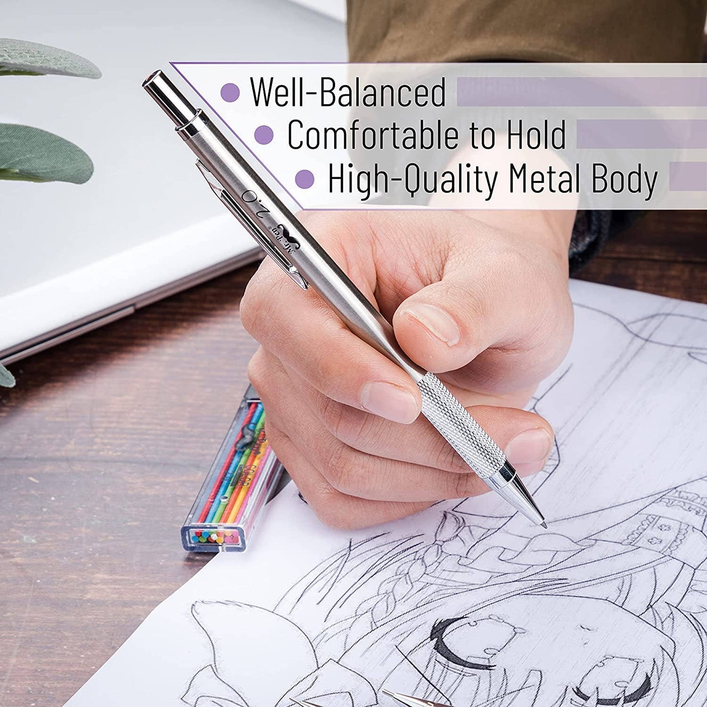 Metal Minimalist Mechanical Pencil Set