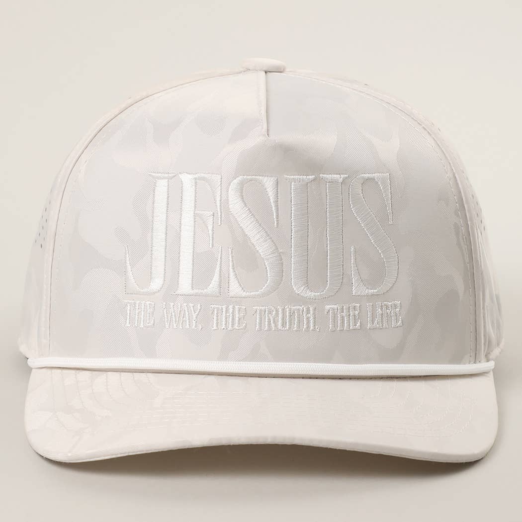 JESUS Embroidered White Camo Trucker Hat