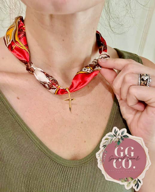 Trendy Scarf Cross Charm Necklaces