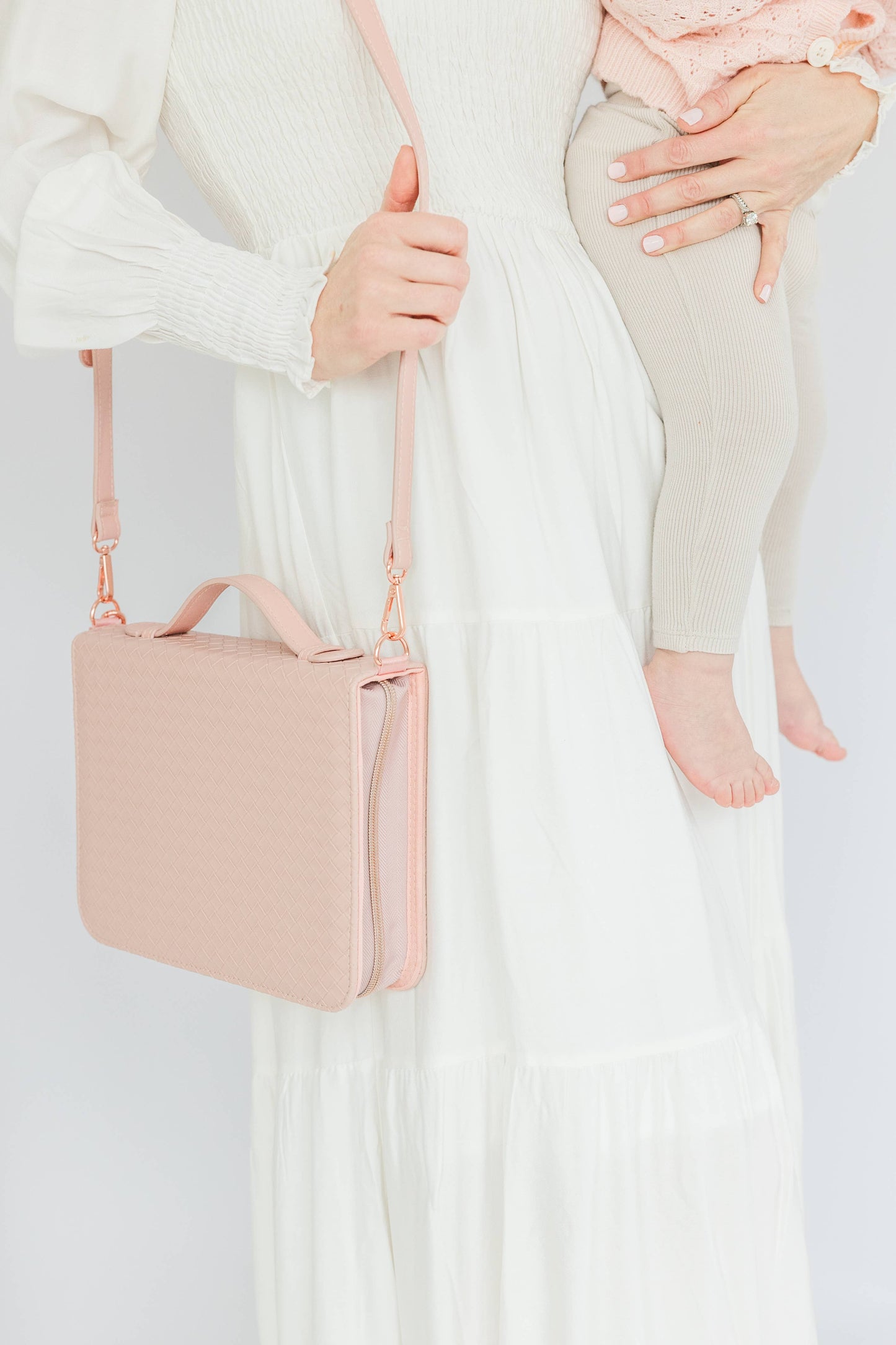 Bible Cover, Weave Bible Case, Crossbody BLUSH