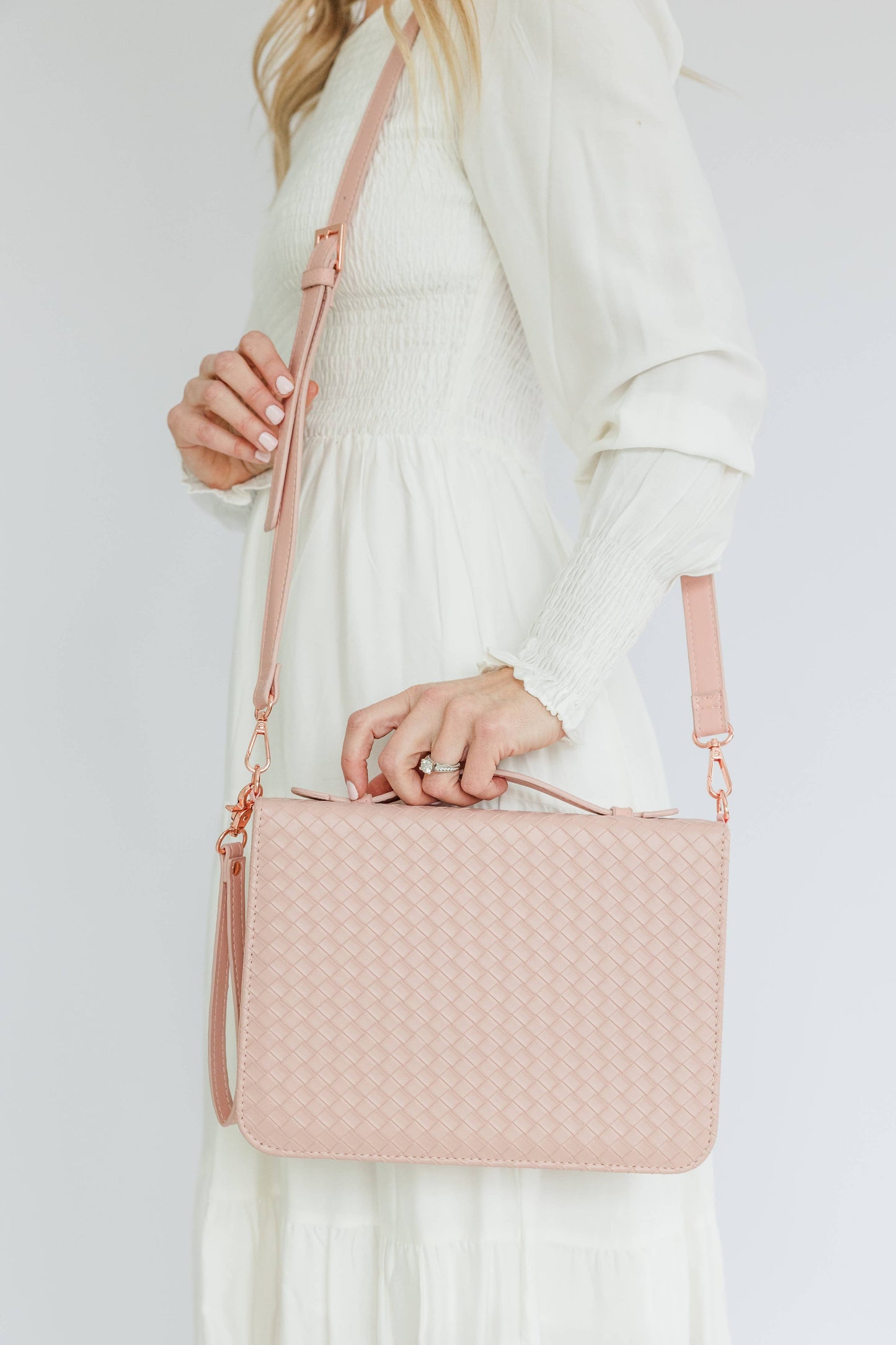 Bible Cover, Weave Bible Case, Crossbody BLUSH