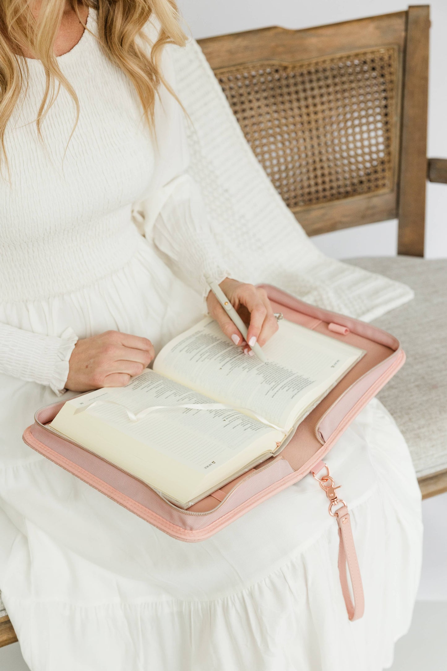 Bible Cover, Weave Bible Case, Crossbody BLUSH