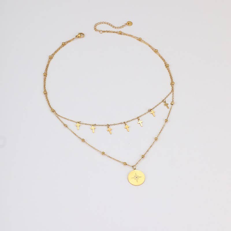 18K STAINLESS STEEL TARNISH FREE CROSS NECKLACE | 40NK9565